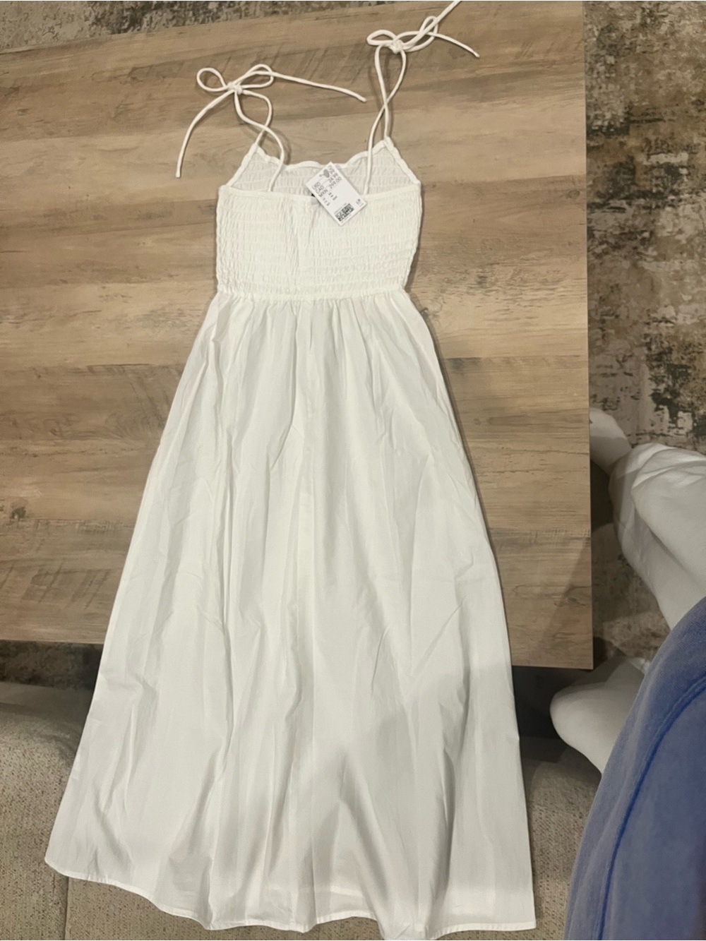 H&M smocked white dress with tie straps - Picture 2 of 5